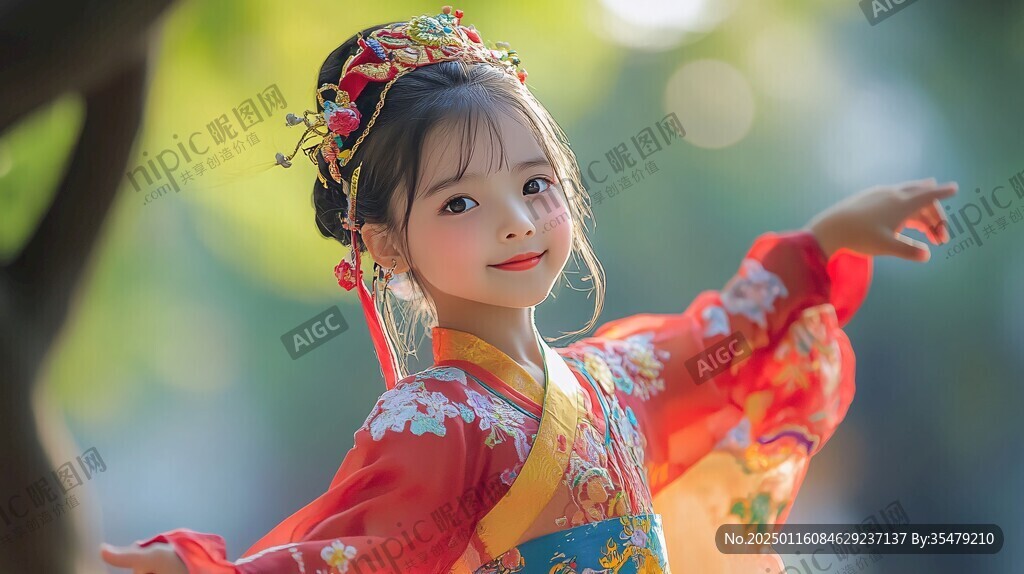 穿汉服的小姑娘