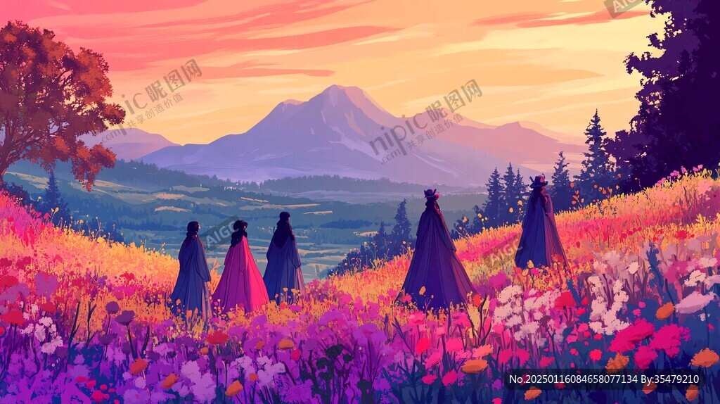插画图山插画