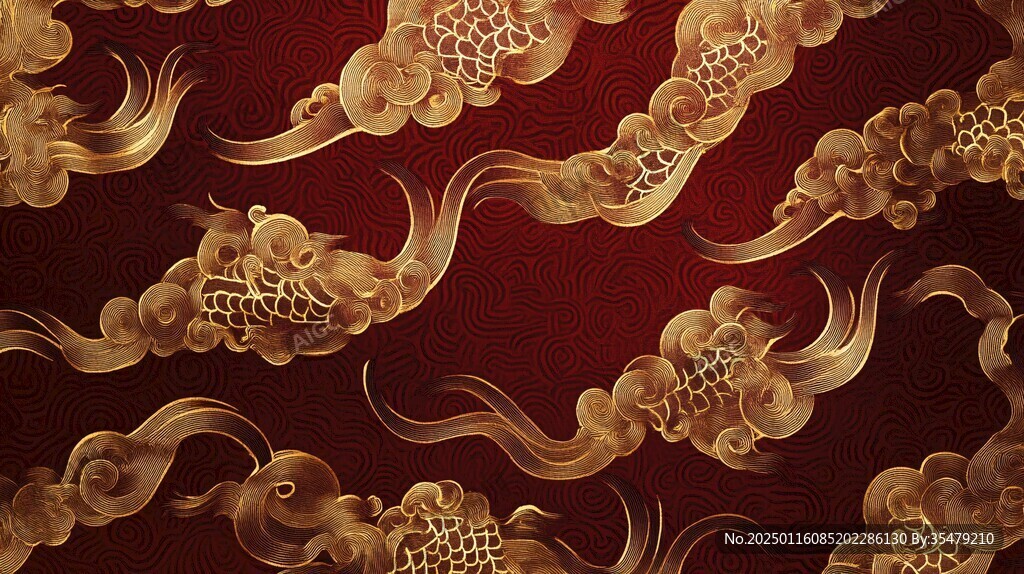 金色云纹浮雕