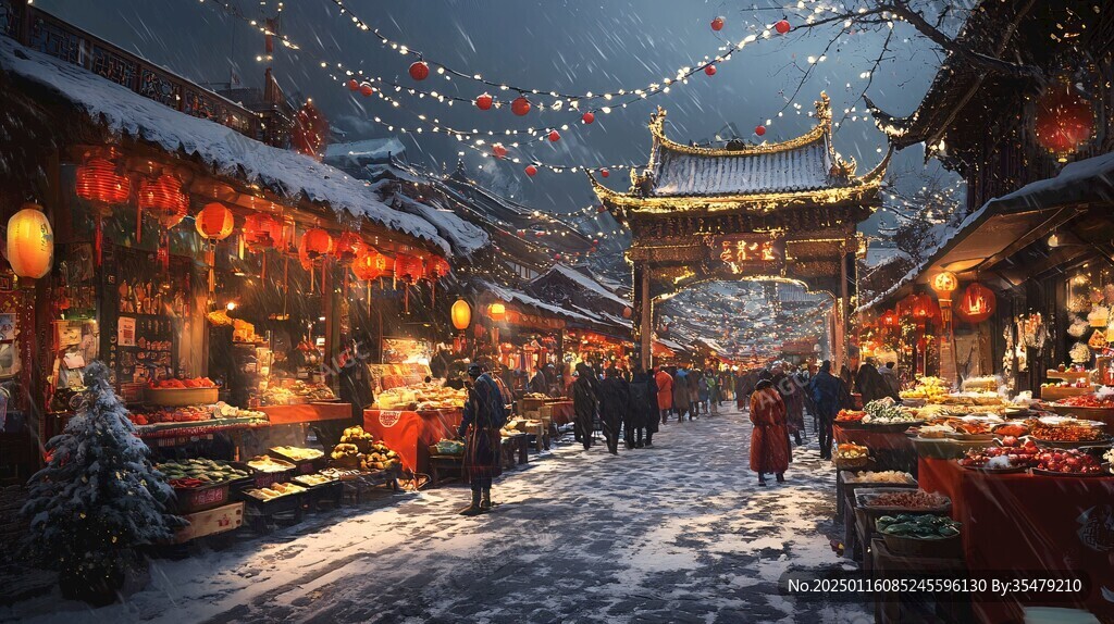 古代冬天街市