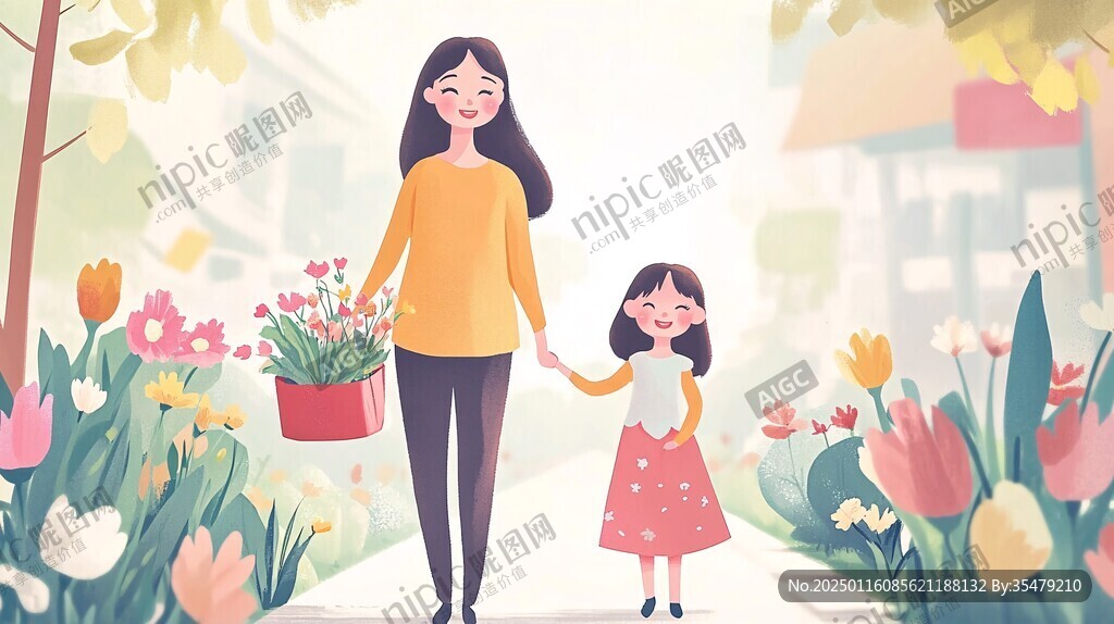 母女插画