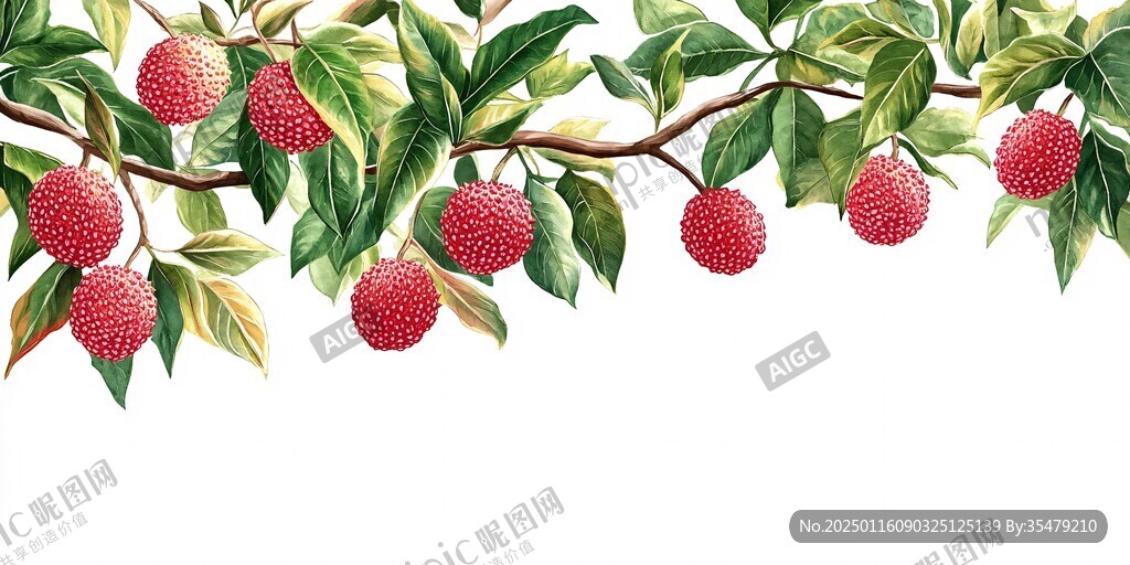 挂绿荔枝包装插画