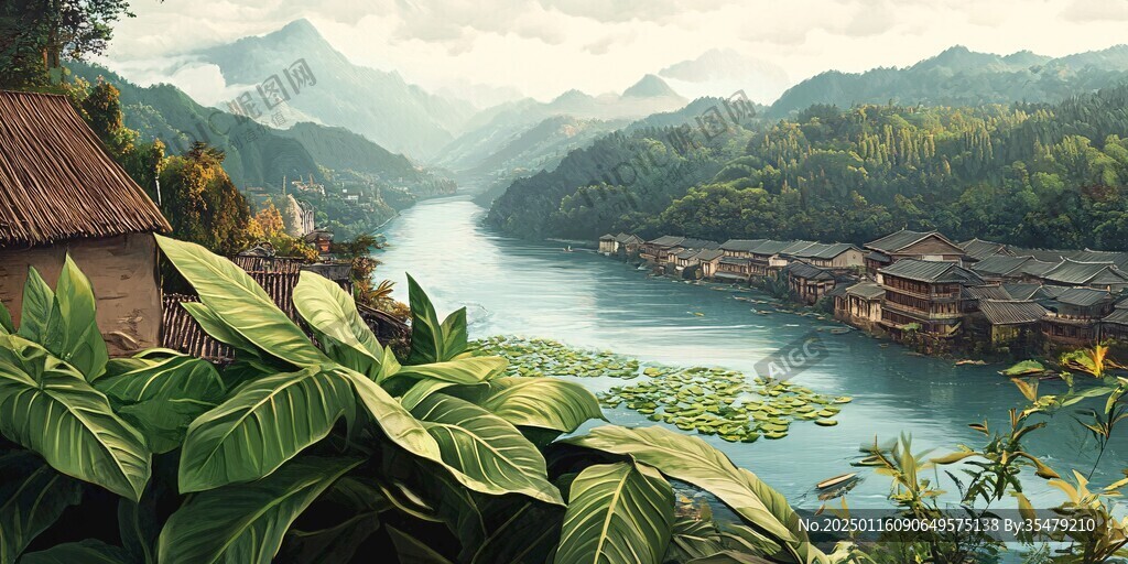 融水县风光插画