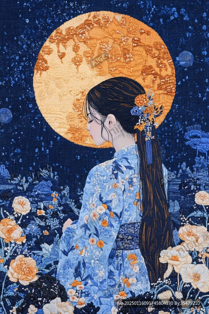 蓝色系插画