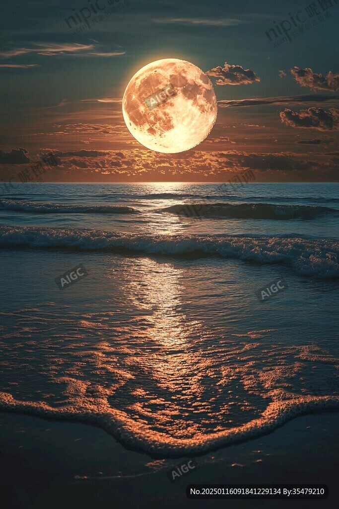 大海大地月光自然