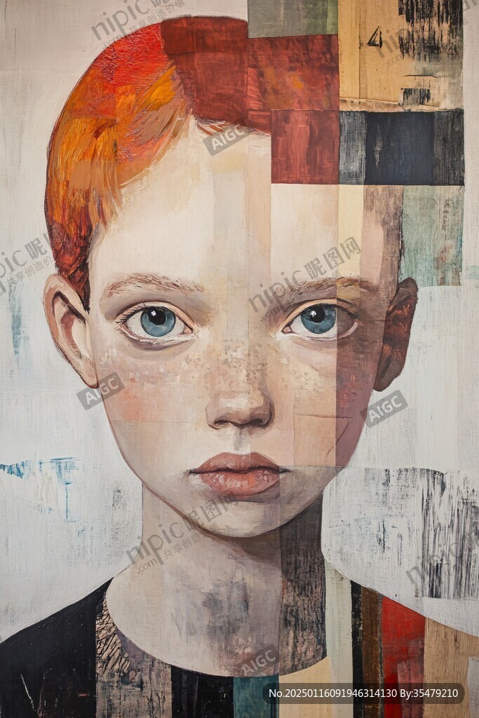 人脸色块拼接装饰画