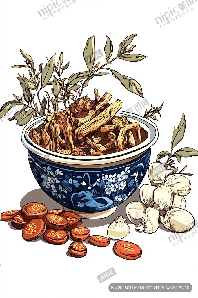 手绘甘草插画