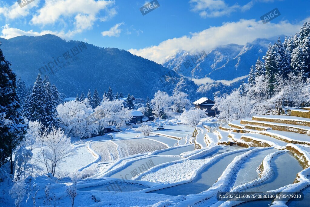 雪后的梯田