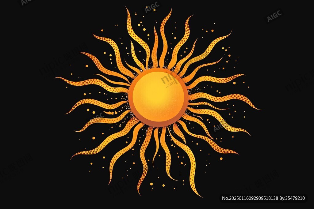 手绘太阳插画