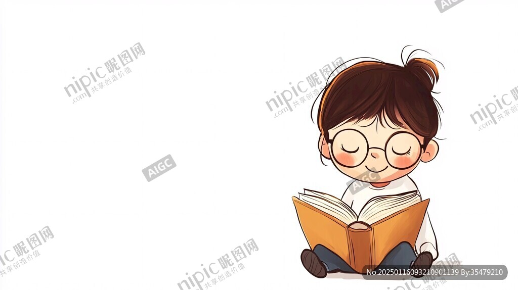 卡通读书小孩