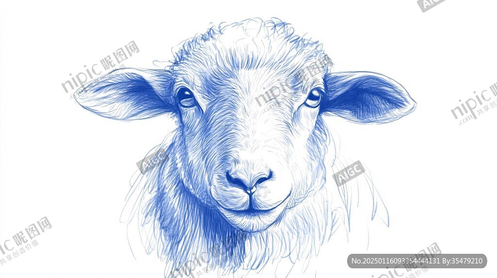 手绘羊素描羊