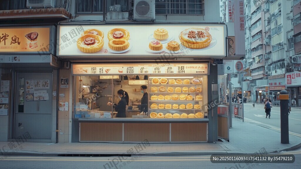 港式甜品店橱窗