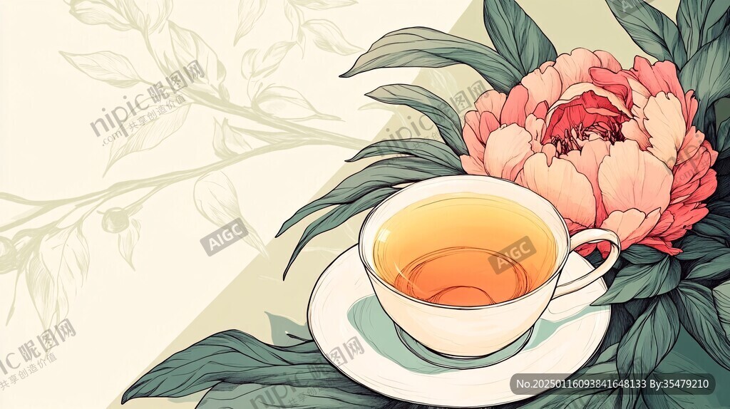 花茶插画设计