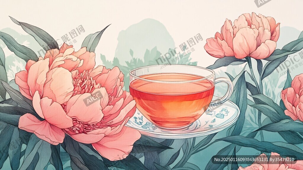 花茶插画设计