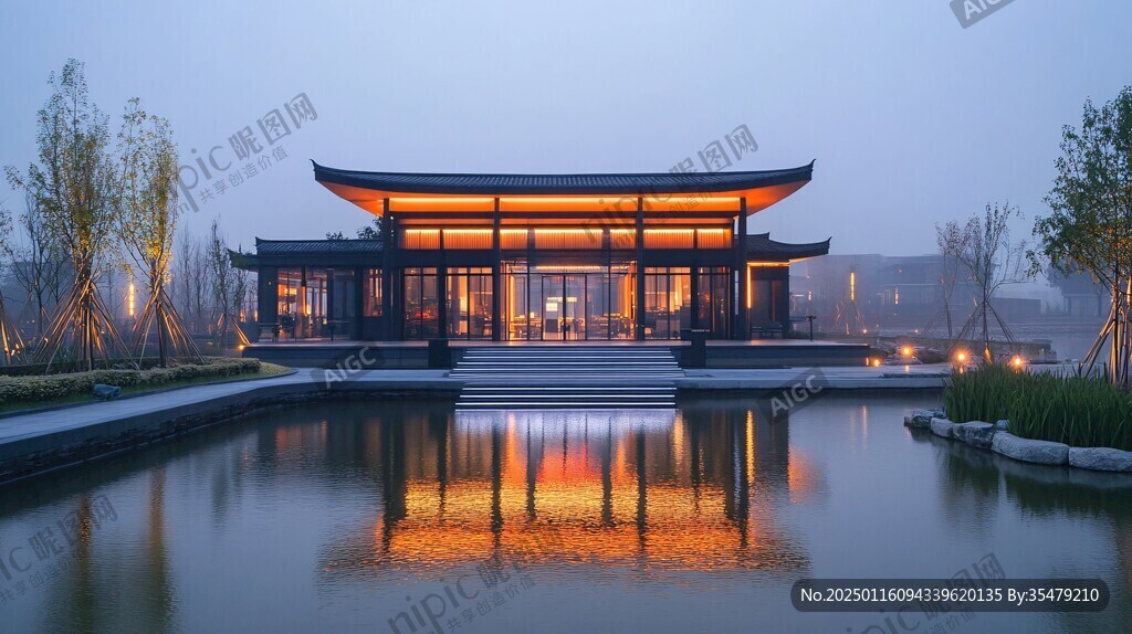 现代中式营销中心建筑