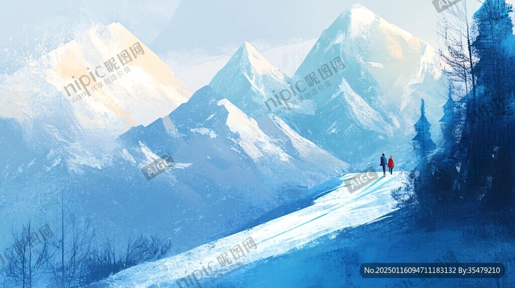 冬季户外登山雪景