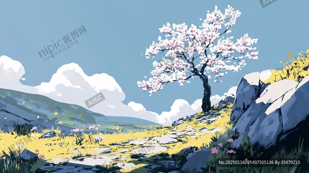 桃林插画