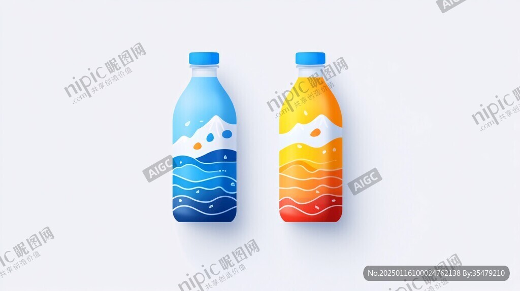 矿泉水包装插画