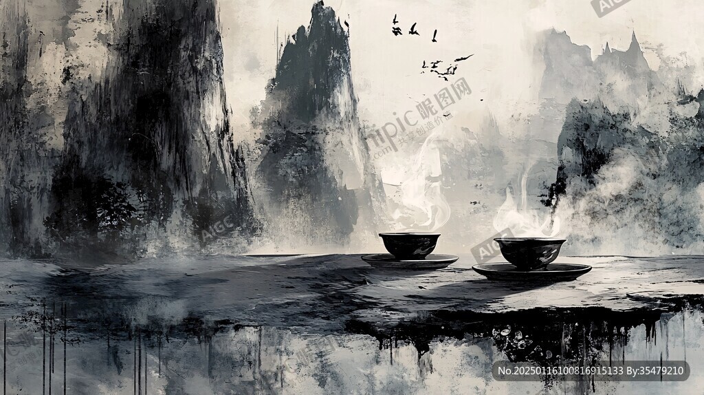 酒店风景画禅意禅茶