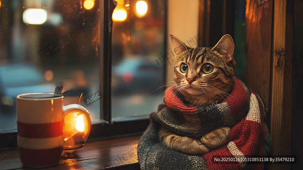 戴围巾的猫
