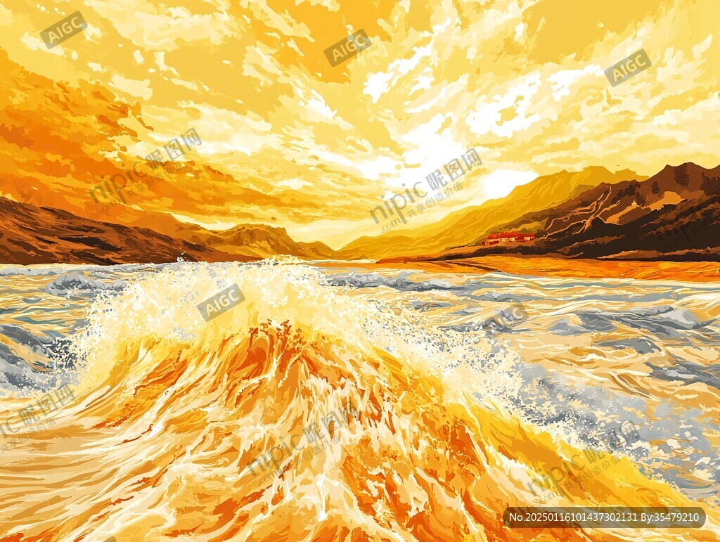 浪花插画