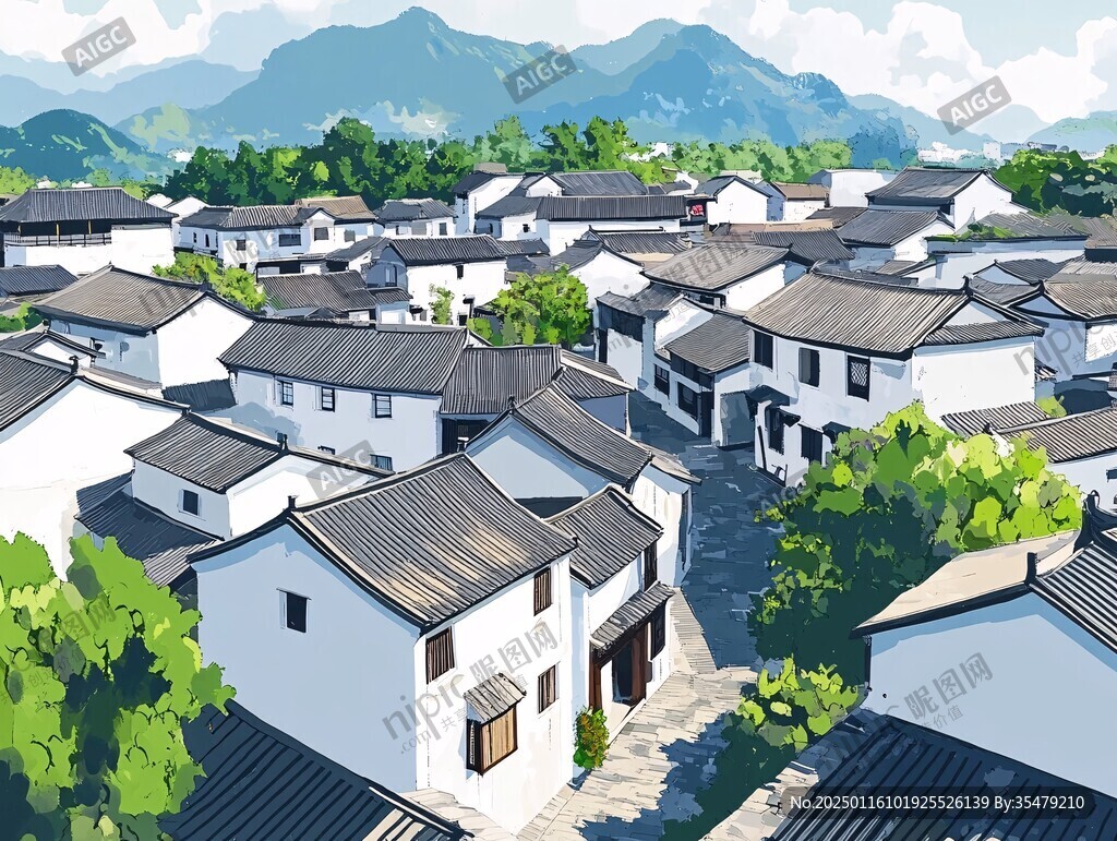 宏村城市插画