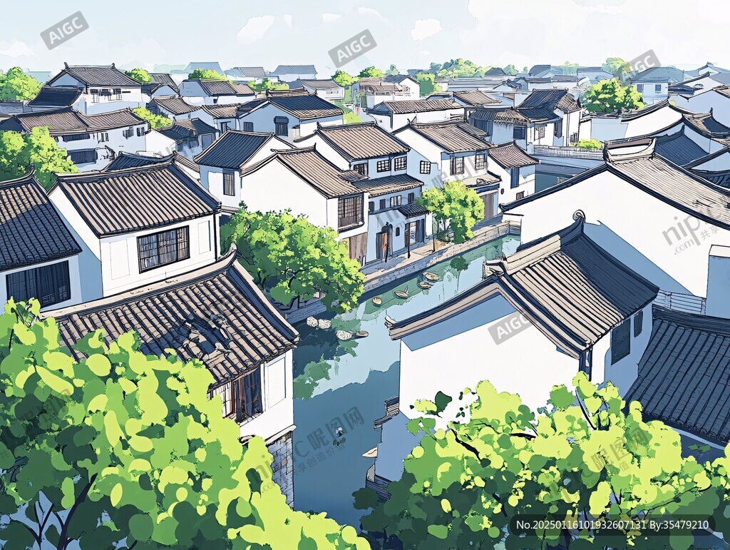 金陵小镇插画