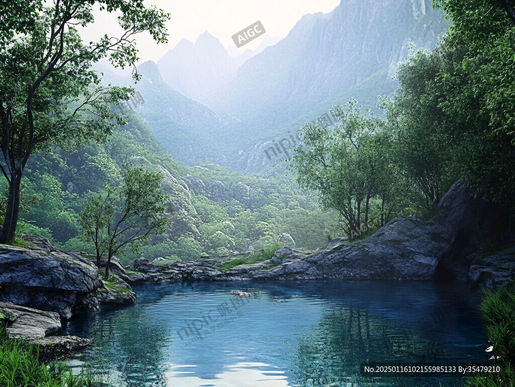3d渲染山水画