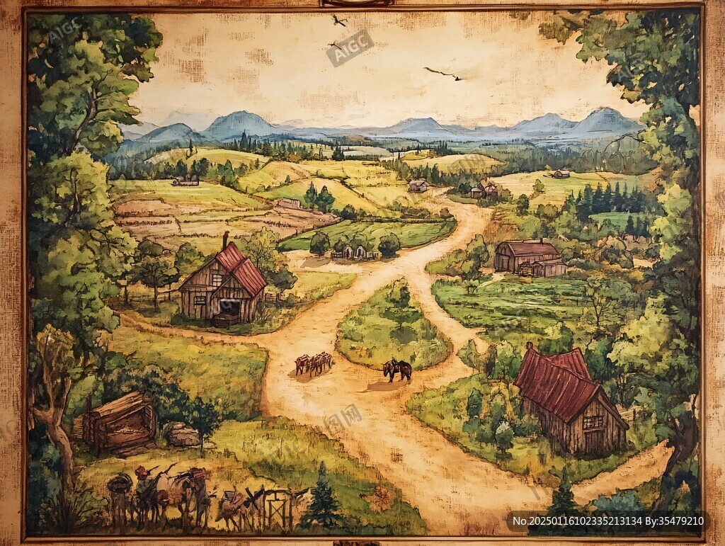 农村场景壁画