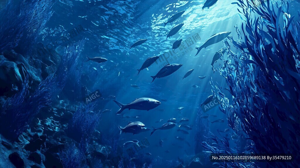 海洋海底鱼群