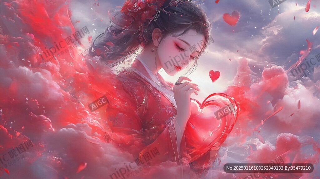 红衣少女设计古风