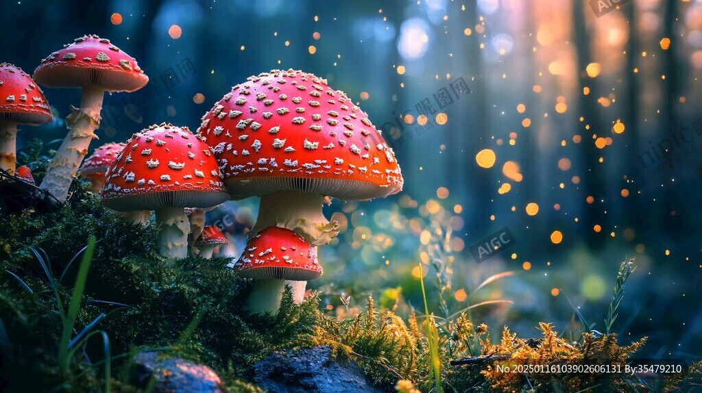 梦幻蘑菇背景