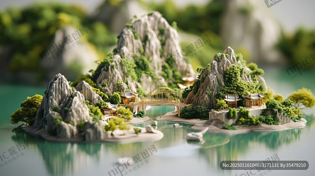 3d渲染山水画