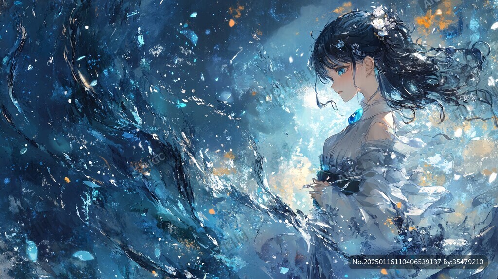 梦幻唯美蓝色系少女
