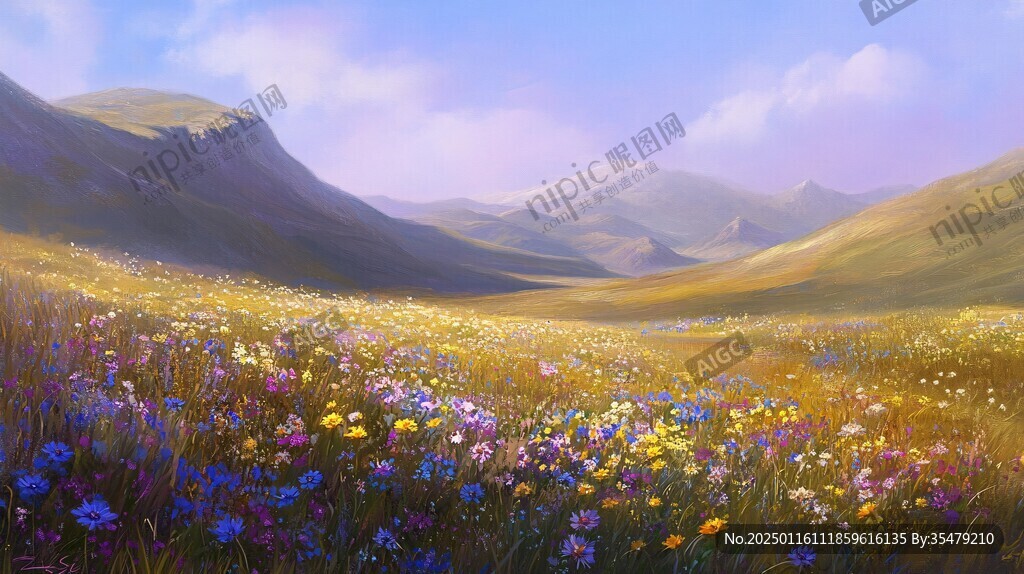 唯美梦幻花田场景