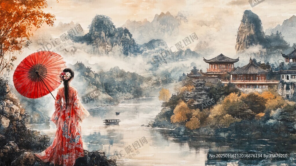 山水楼阁雅致意境风