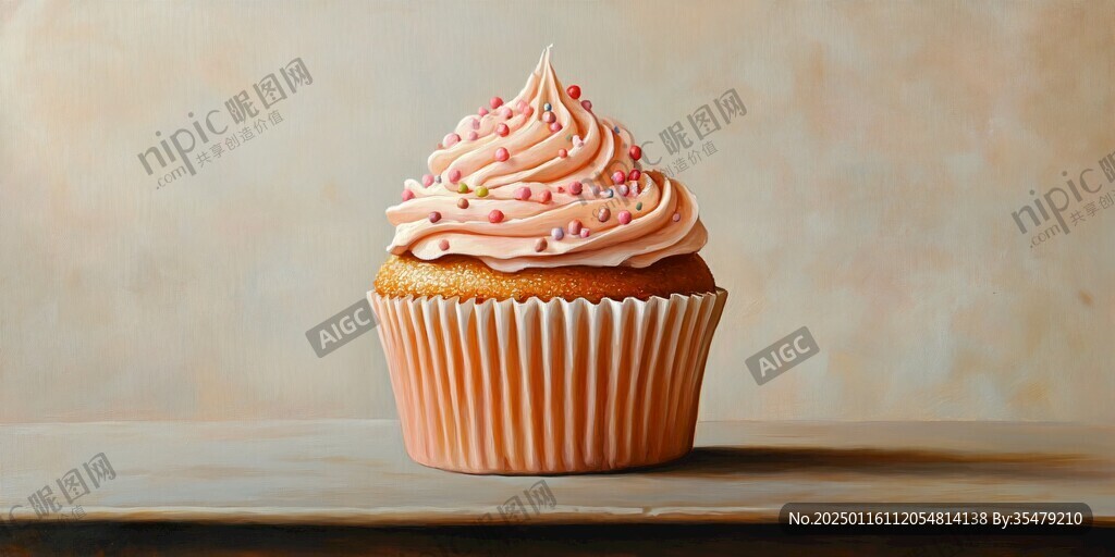 粉红色的纸杯蛋糕