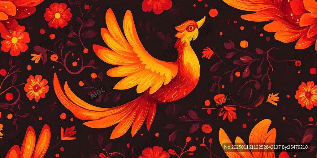 凤凰包装插画