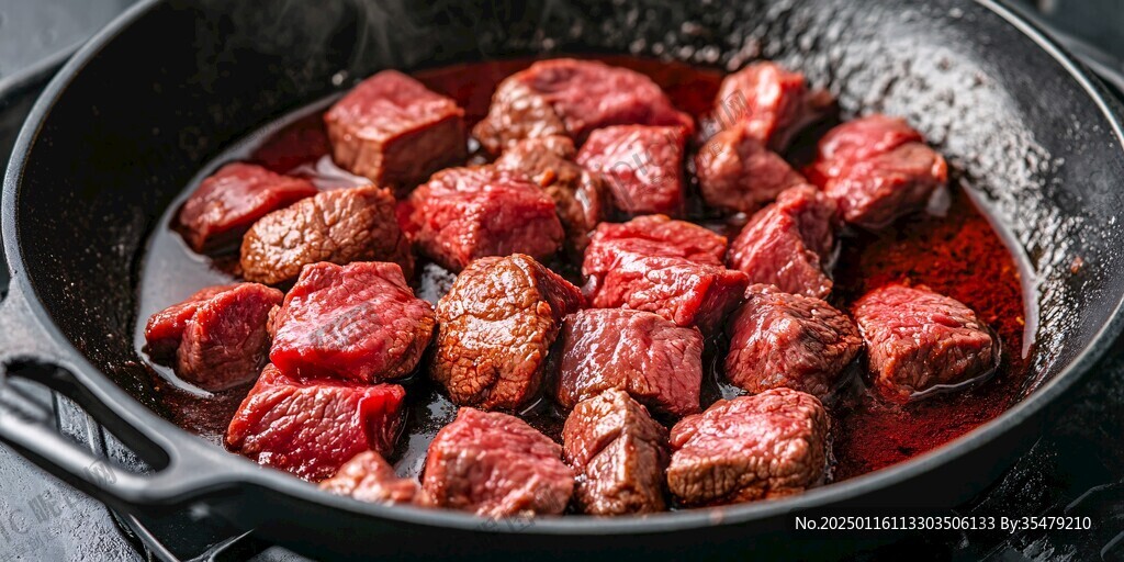 牛肉粒烹饪过程