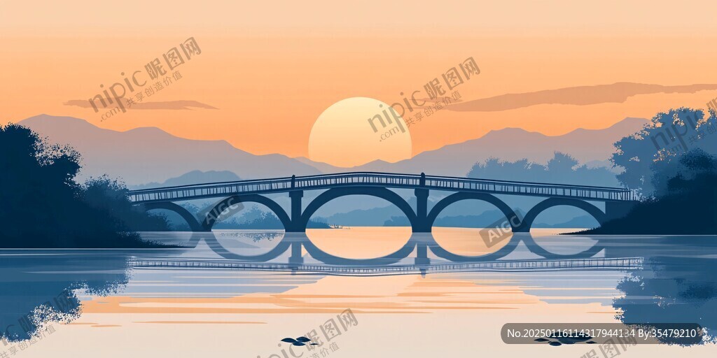 古桥插画
