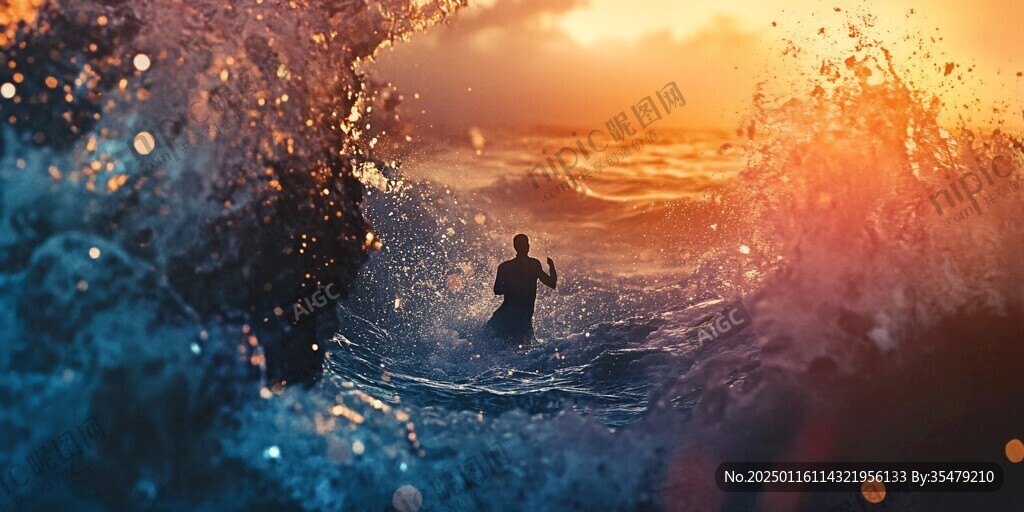 海里行走的人