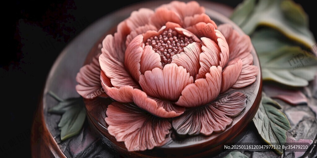 贝雕牡丹花