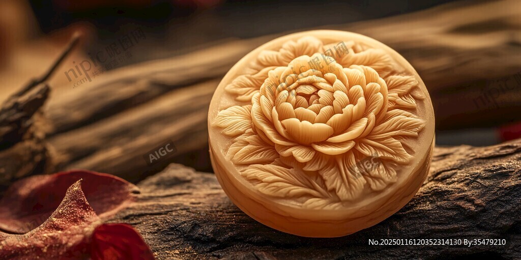 蜜蜡雕花开富贵刻