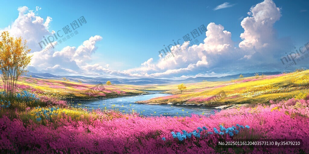 唯美梦幻花田场景