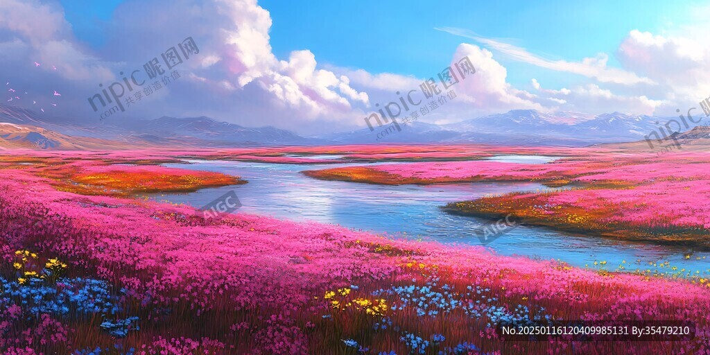 唯美梦幻花田场景
