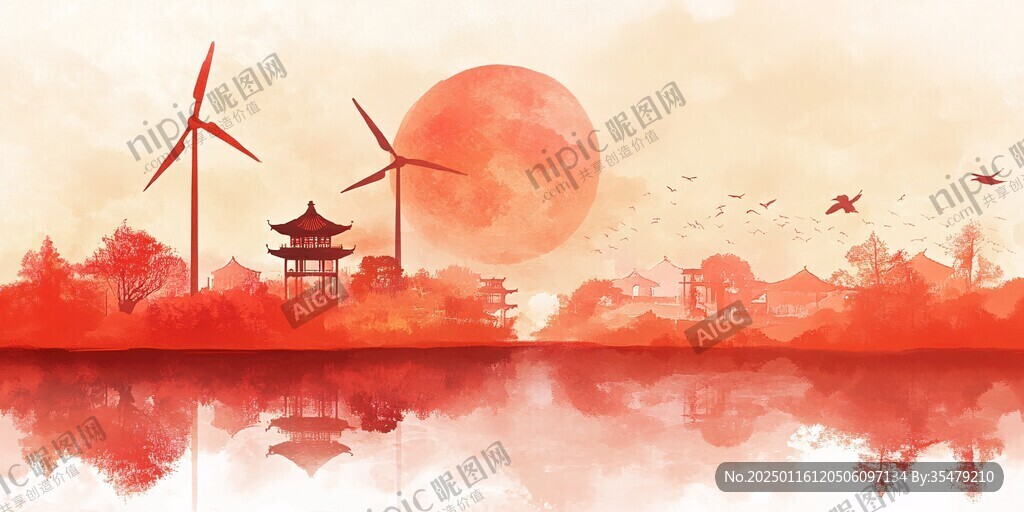 插画红日