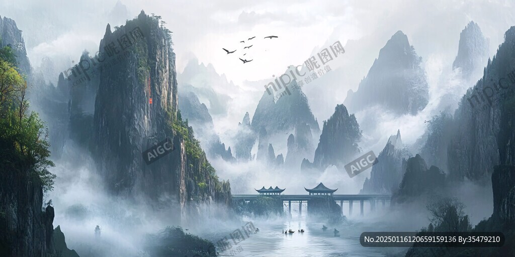 山水画合成图