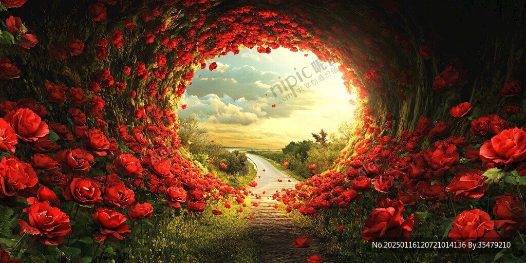 3d立体玫瑰花藤背景