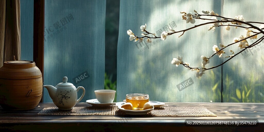 窗前茶具