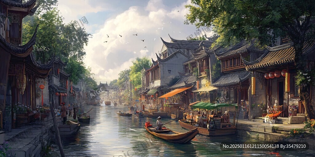 大运河繁华集市场景